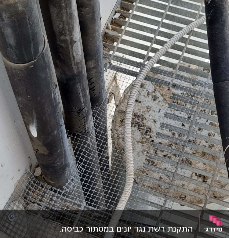 רשת מתכת מותקנת למניעת כניסת יונים